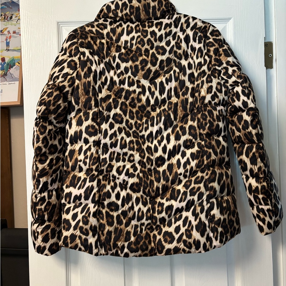 Like-New Cheetah Print Down Jacket - Picture 2 of 5
